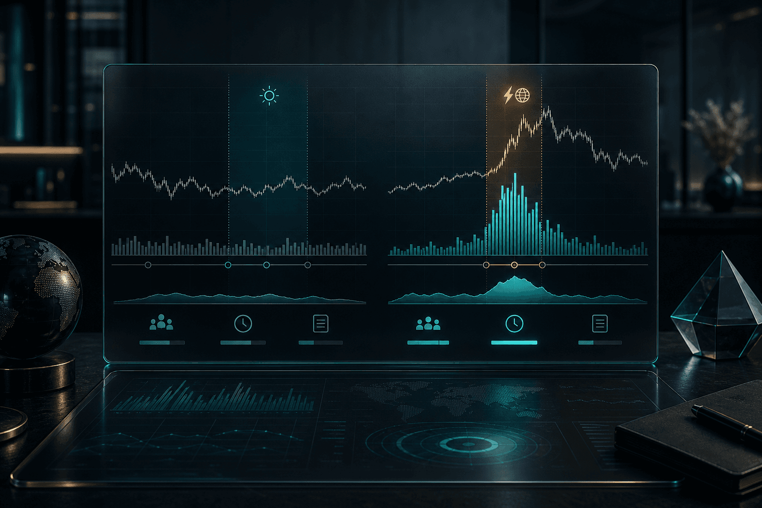 An unusual-volume scanner comparing current activity with a time-of-day baseline and liquidity filters.